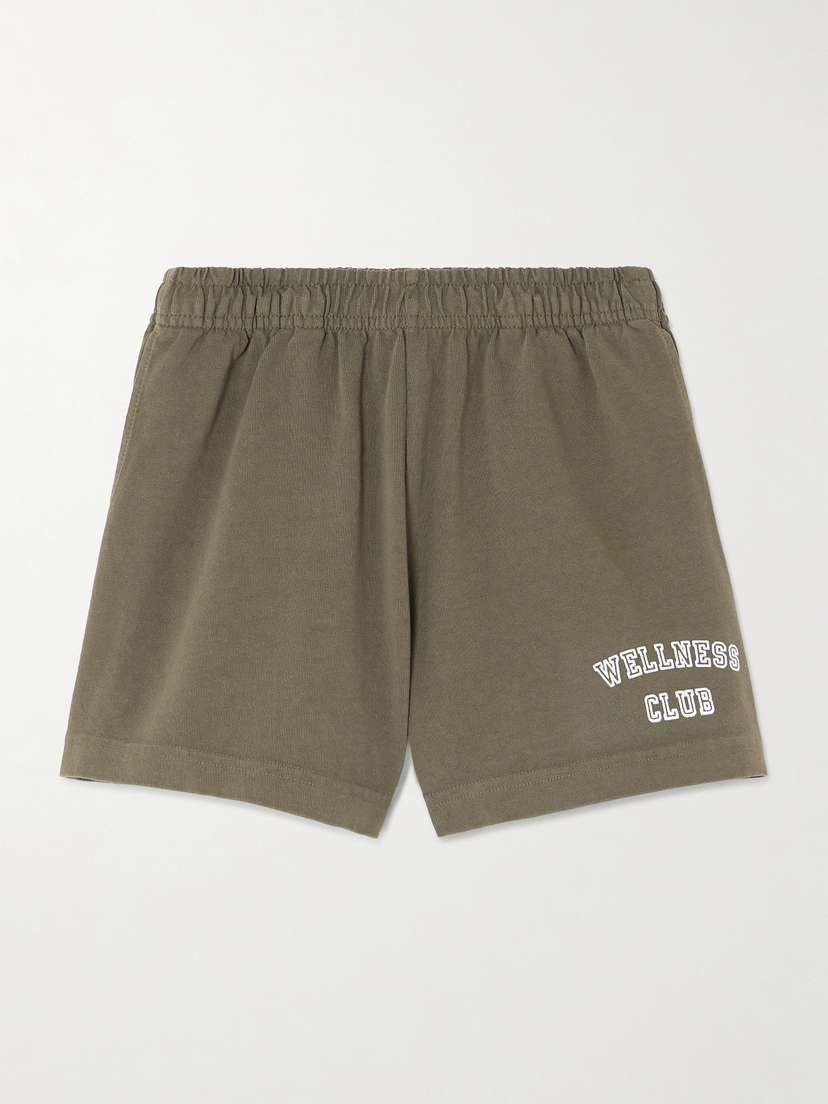 Sporty & Rich Wellness Club Flocked Cotton-jersey Shorts