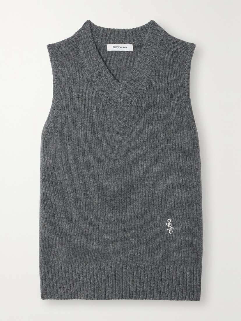 Sporty & Rich Embroidered Cashmere Vest