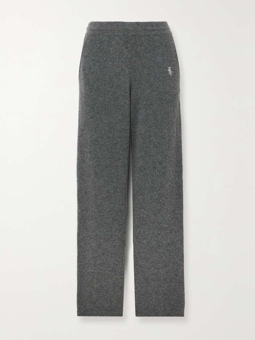 Sporty & Rich Embroidered Cashmere Track Pants