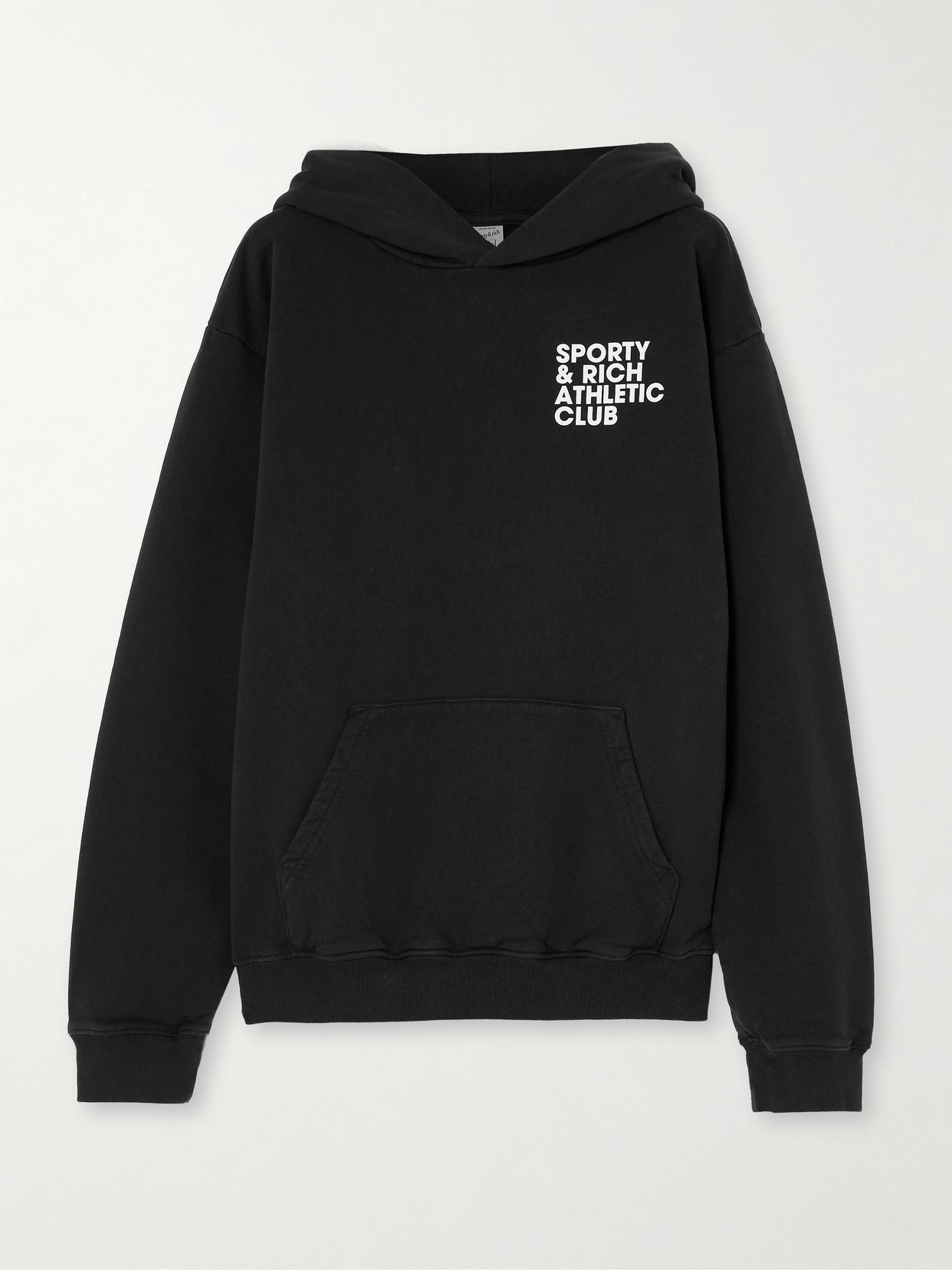 Sporty & Rich - Exercise Often Printed Cotton-jersey Hoodie - Black