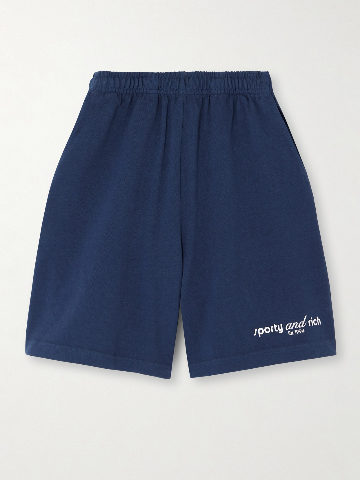 Sporty & Rich Printed Cotton-jersey Shorts - Blue