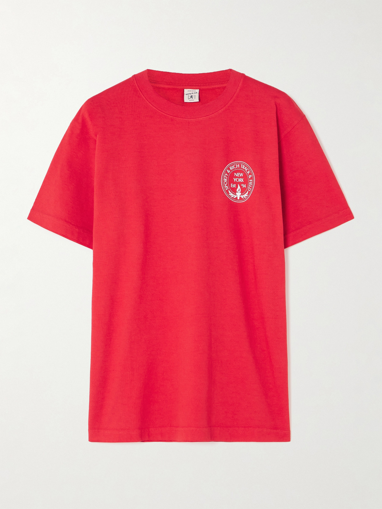 Sporty & Rich - Central Park Printed Cotton-jersey T-shirt - Red