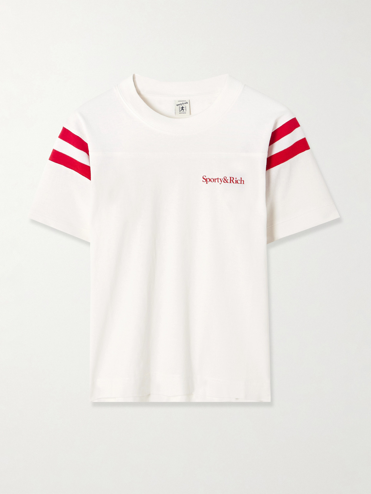 Sporty & Rich - Striped Cotton-jersey T-shirt - White