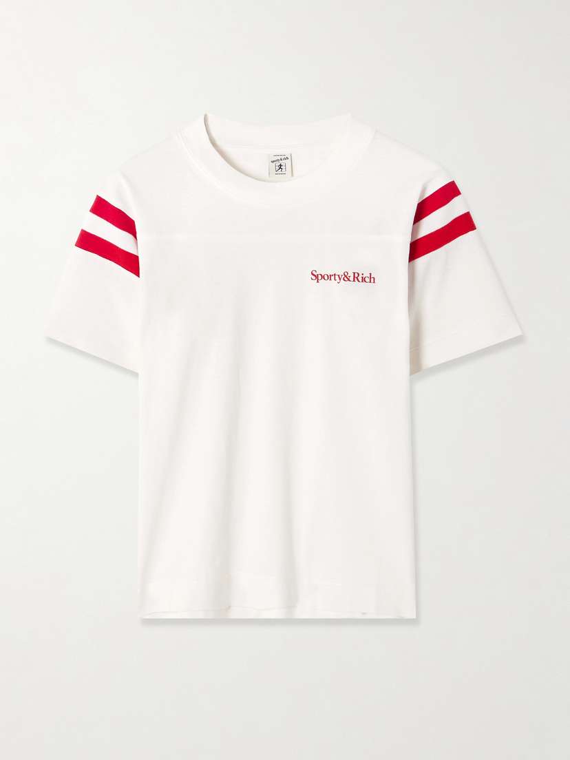 Sporty & Rich Striped Cotton-jersey T-shirt