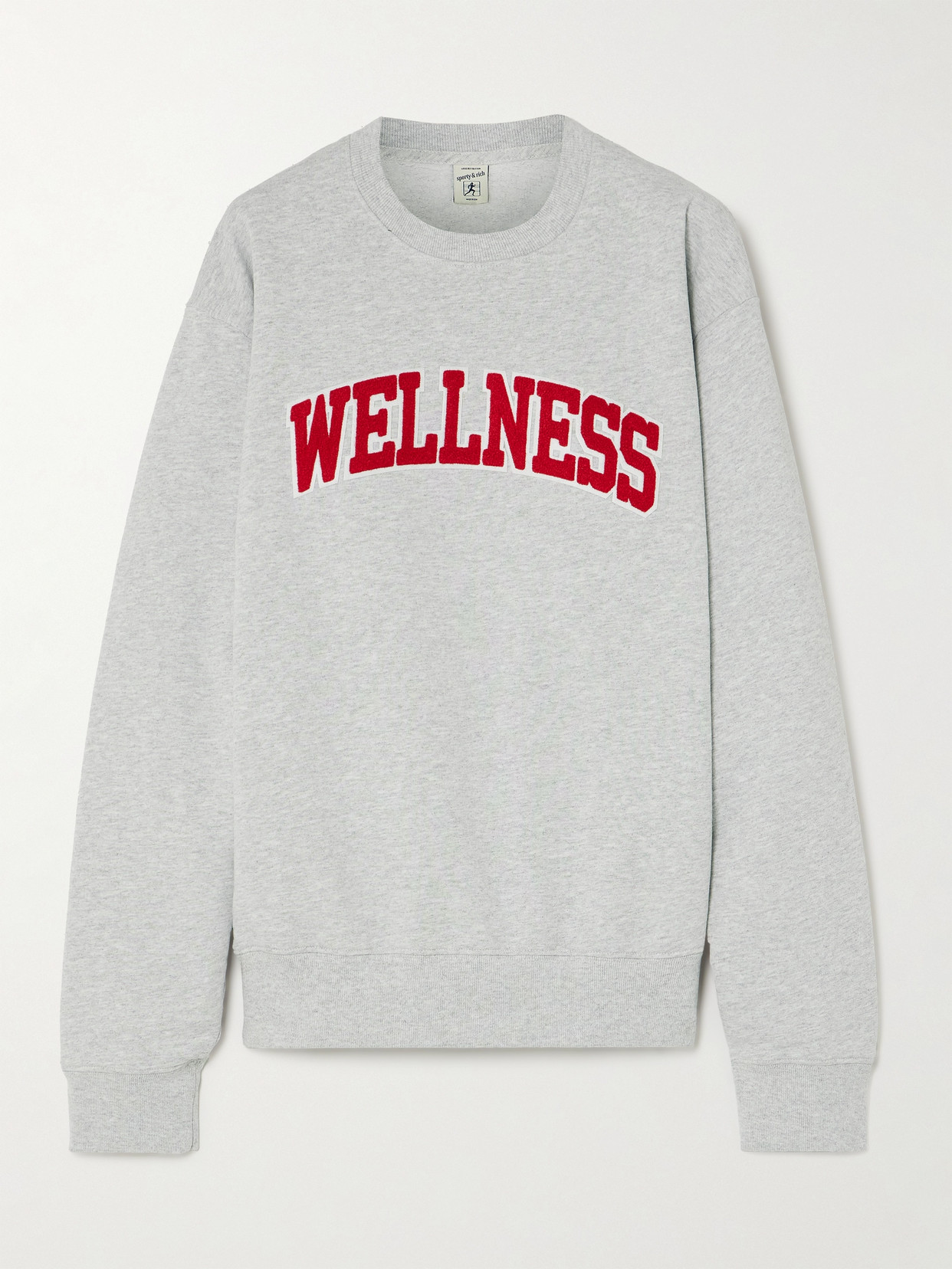 Sporty And Rich Wellness Ivy Flocked Cotton-blend Jersey Sweatshirt In Gray