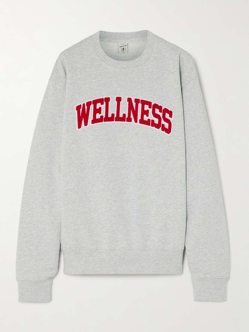 Sporty & Rich Wellness Ivy Flocked Cotton-blend Jersey Sweatshirt