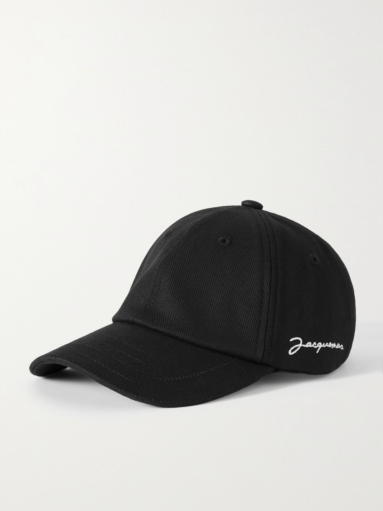 Jacquemus La Casquette Embroidered Cotton-twill Baseball Cap - Black