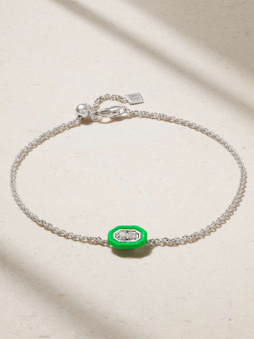 EÉRA Roma 18-karat White Gold, Diamond And Enamel Bracelet