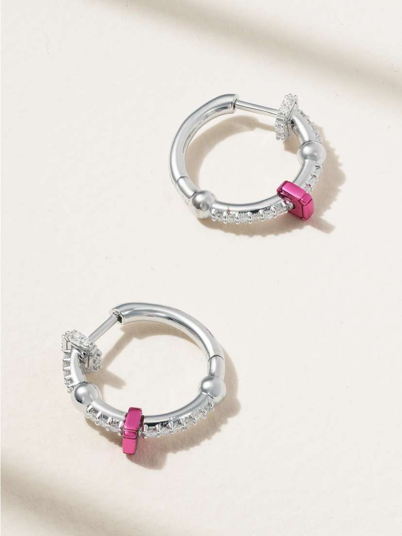 EÉRA Mini White Gold Diamond Hoop Earrings