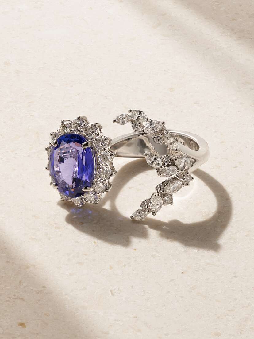 YEPREM Reign Supreme 18-karat White Gold, Sapphire And Diamond Ring