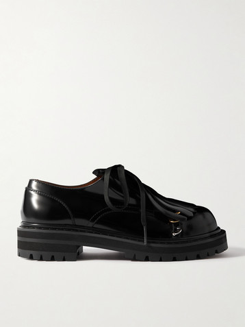 Marni Dada embellished fringed glossed-leather Derby shoes