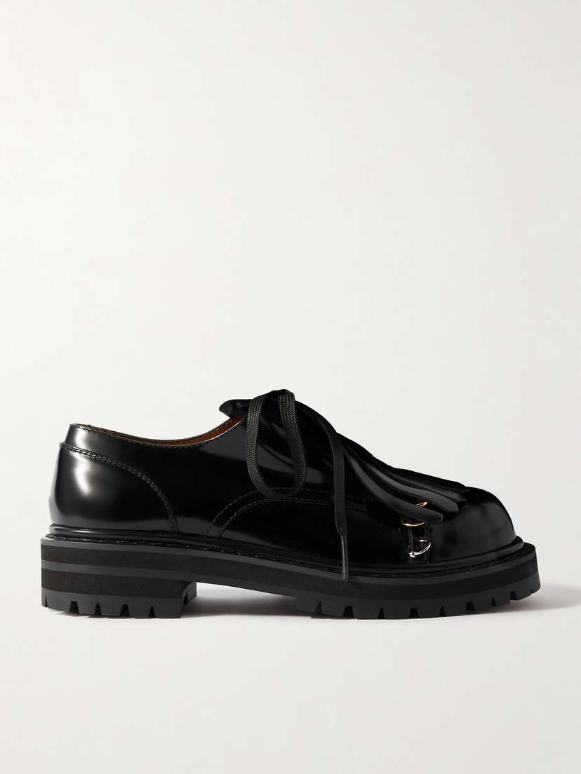 Marni Dada Embellished Fringed Glossed-leather Derby Shoes