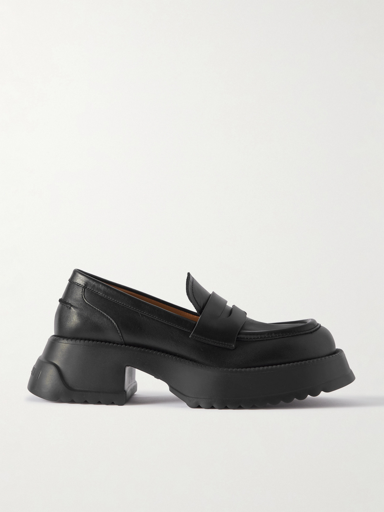 Marni Exaggerated-sole Leather Loafers In Black