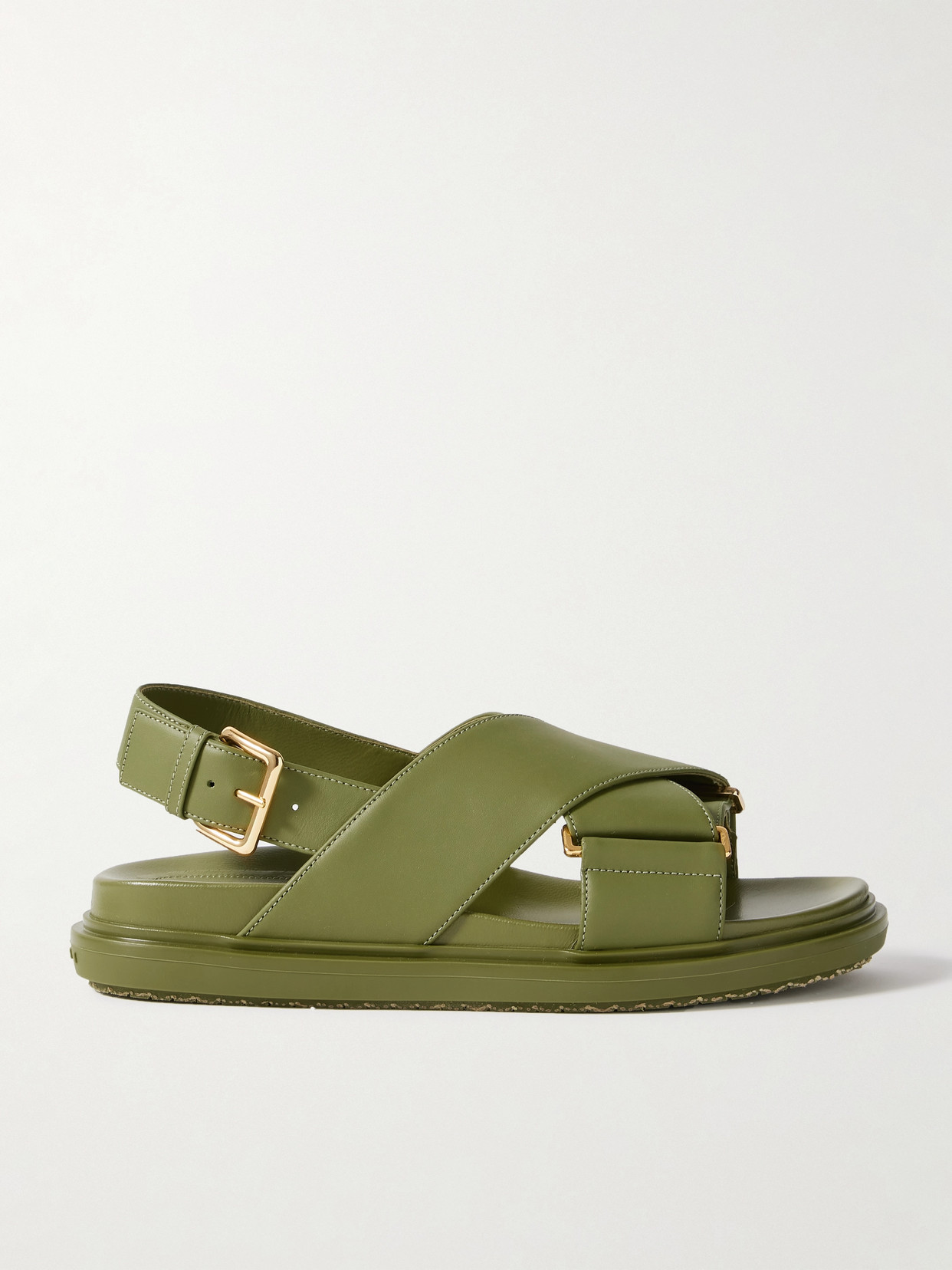 Marni Fussbett Leather Slingback Sandals In Green