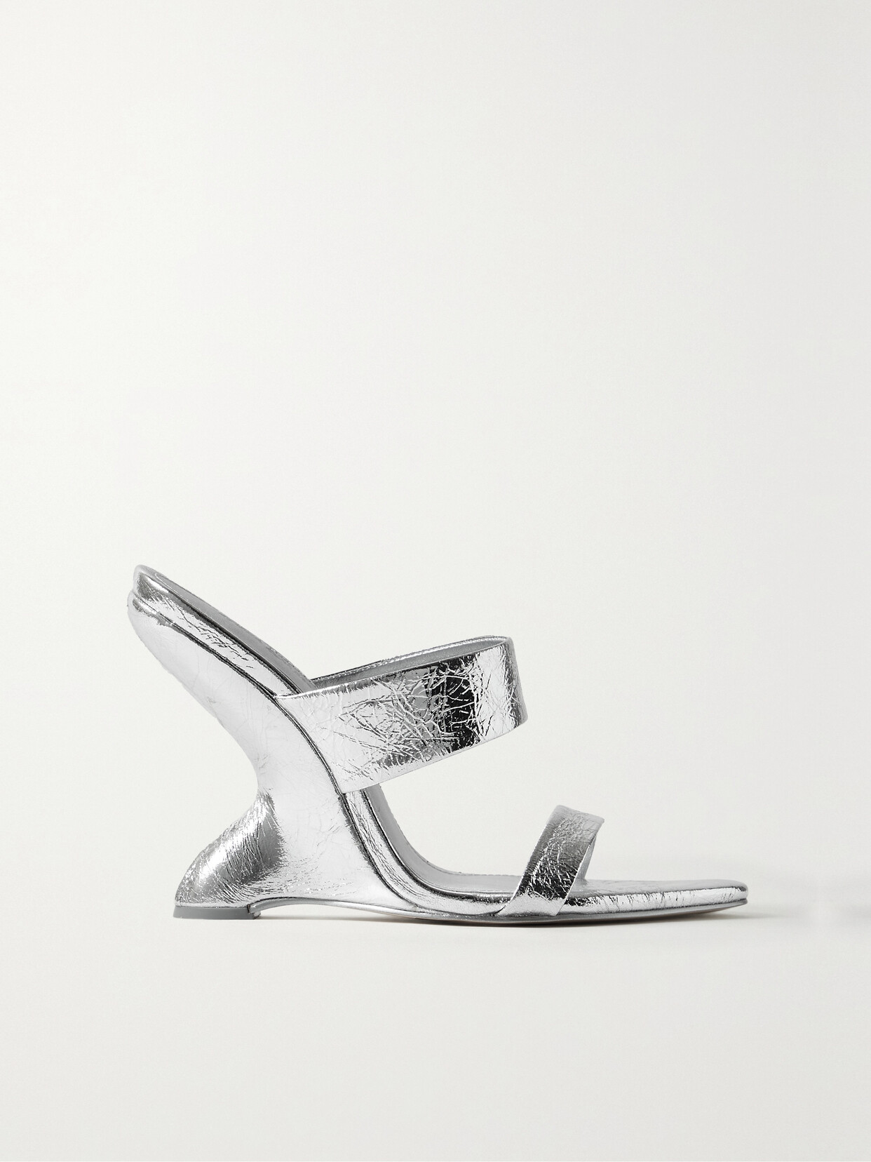 Shop Cult Gaia Yara Cracked-leather Sandals In Silver