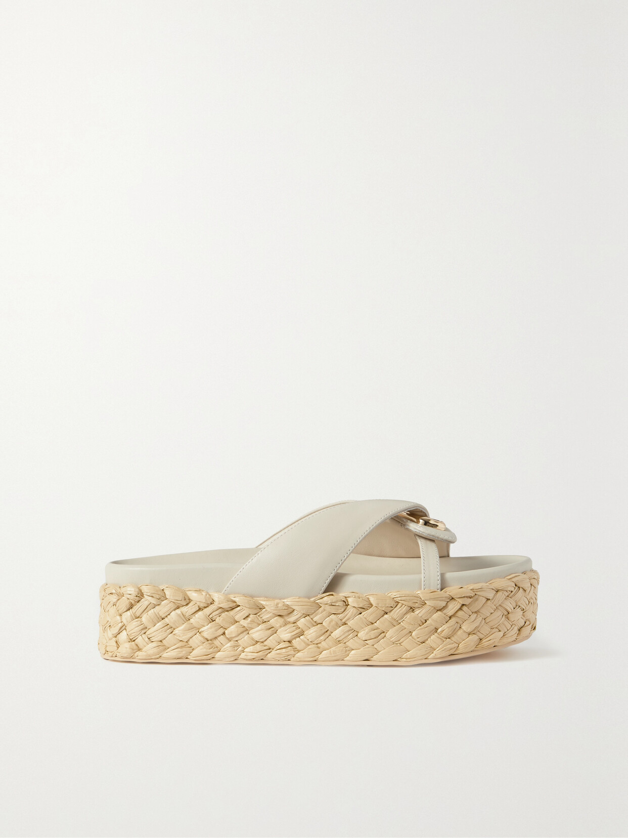 Cult Gaia - Blythe Embellished Leather Espadrille Platform Slides - Off-white