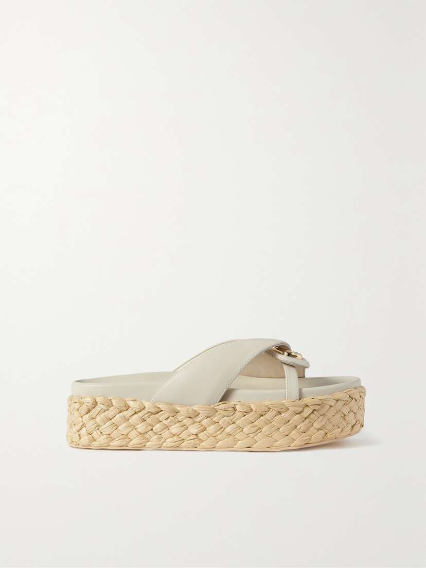 Cult Gaia Blythe Embellished Leather Espadrille Platform Slides