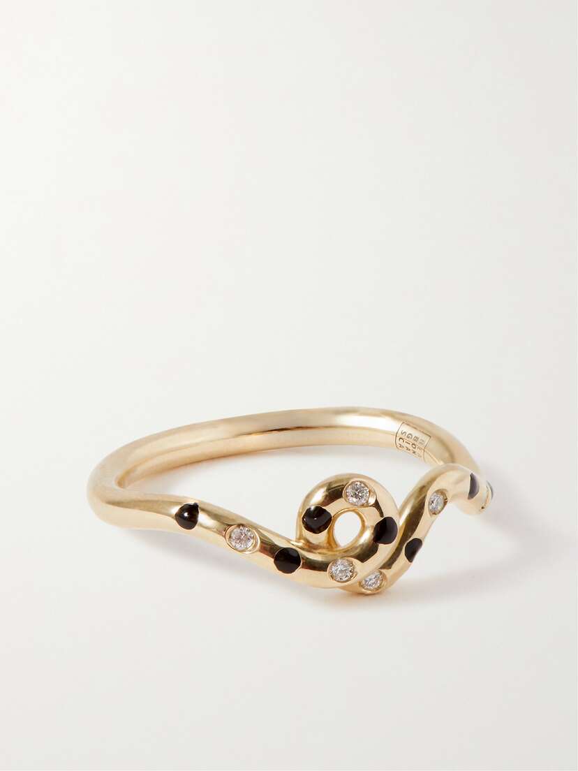 Bea Bongiasca Wave 9-karat Gold, Enamel And Diamond Ring