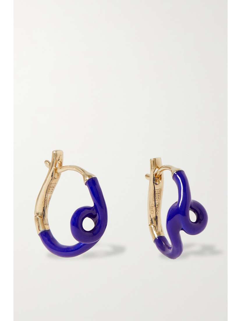 Bea Bongiasca Single Wave 9-karat Gold And Enamel Earrings