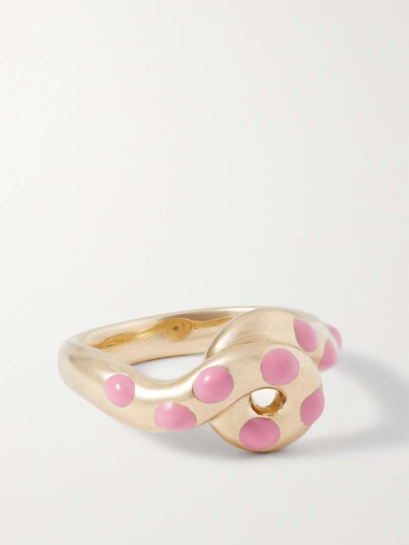 Bea Bongiasca Chunky Wave 9-karat Gold And Enamel Ring