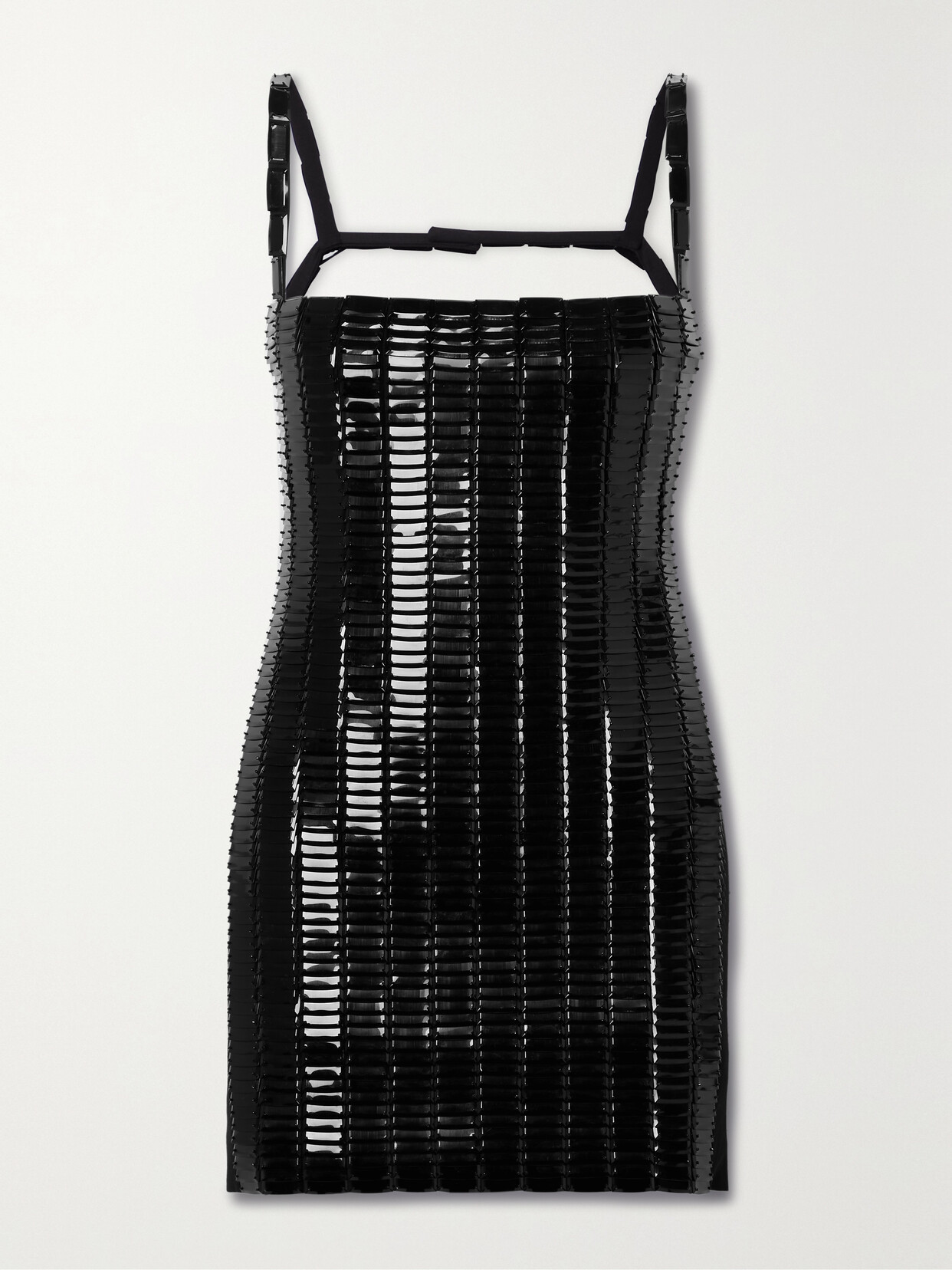 Attico Rue Open-back Embellished Jersey Mini Dress In Black