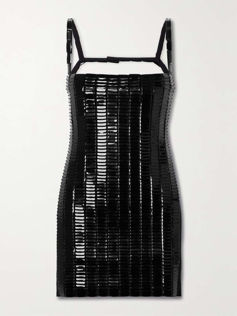 The Attico Rue Open-back Embellished Jersey Mini Dress