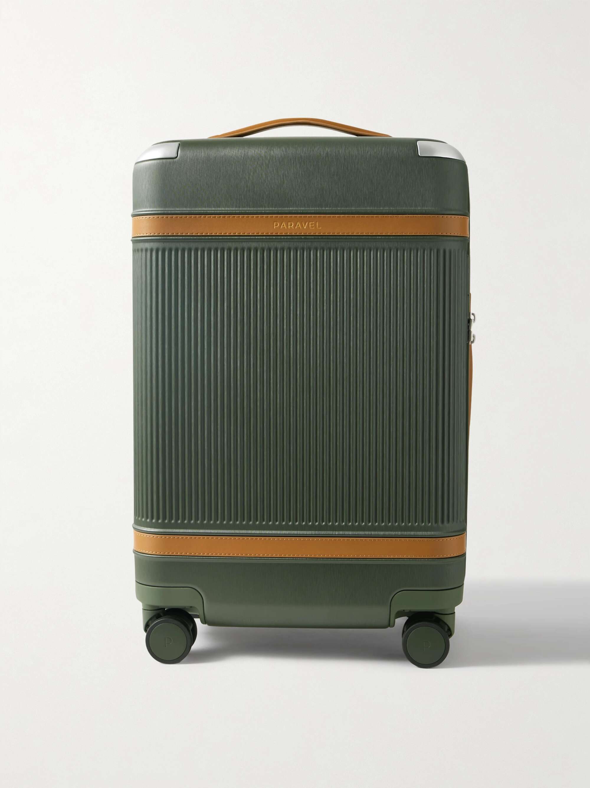 Aviator Carry On Plus vegan leather trimmed recycled hardshell suitcase army green One Size