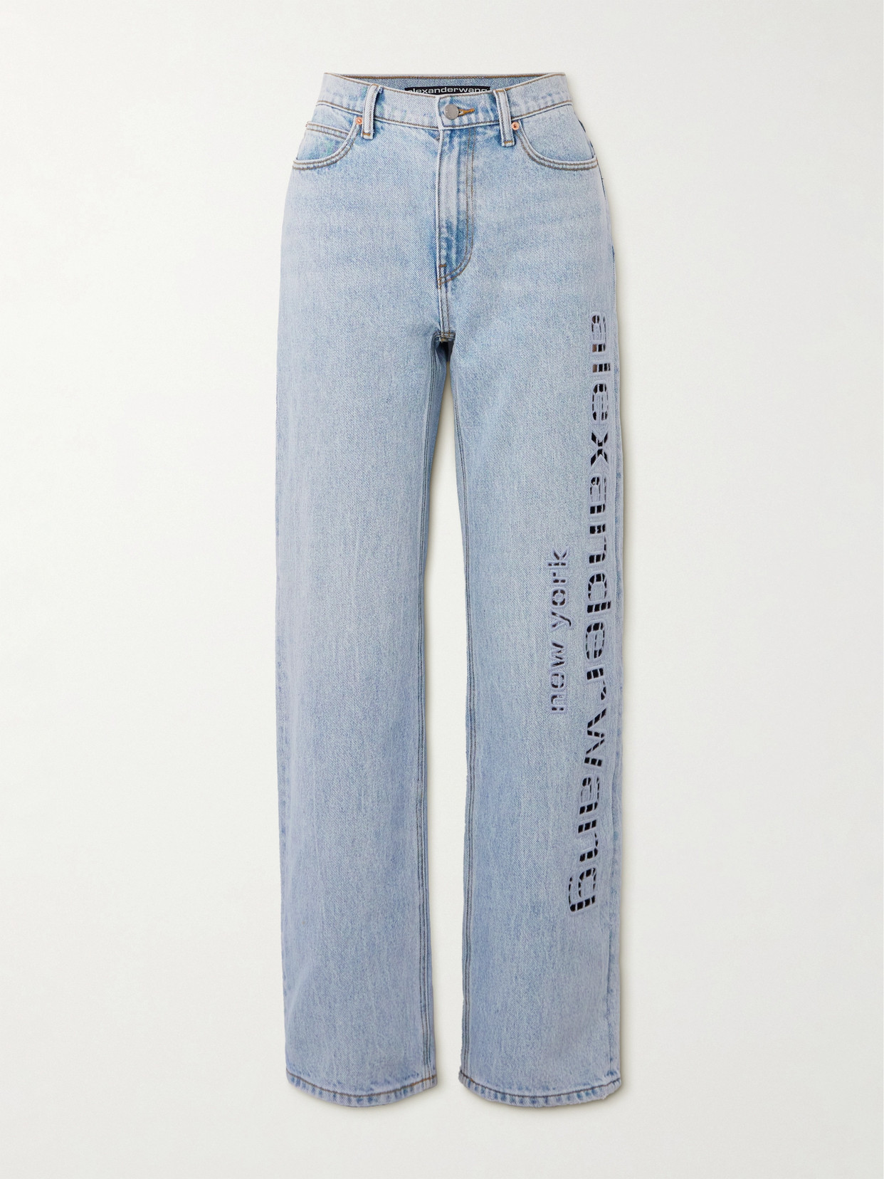 Alexander Wang Ez Cutout Mid-rise Straight-leg Jeans In 漂白