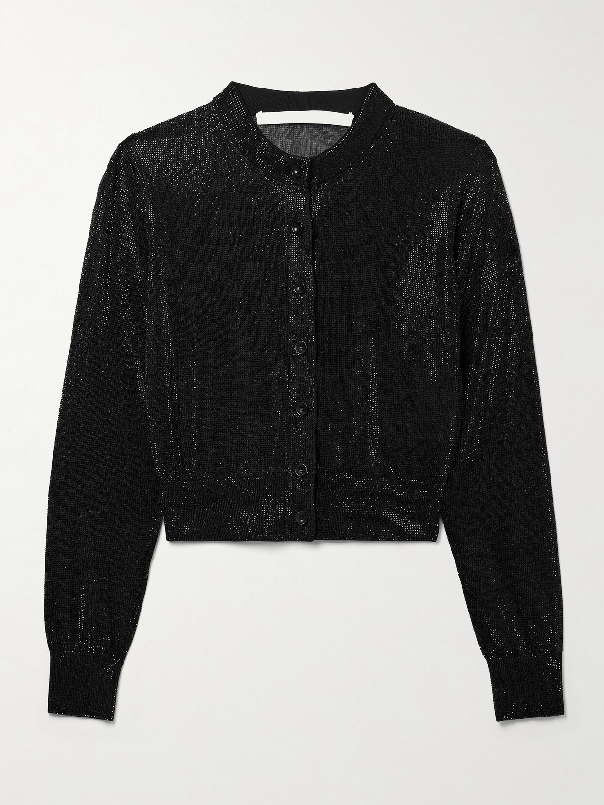Alexander Wang Cropped Crystal-embellished Jersey Cardigan - Black