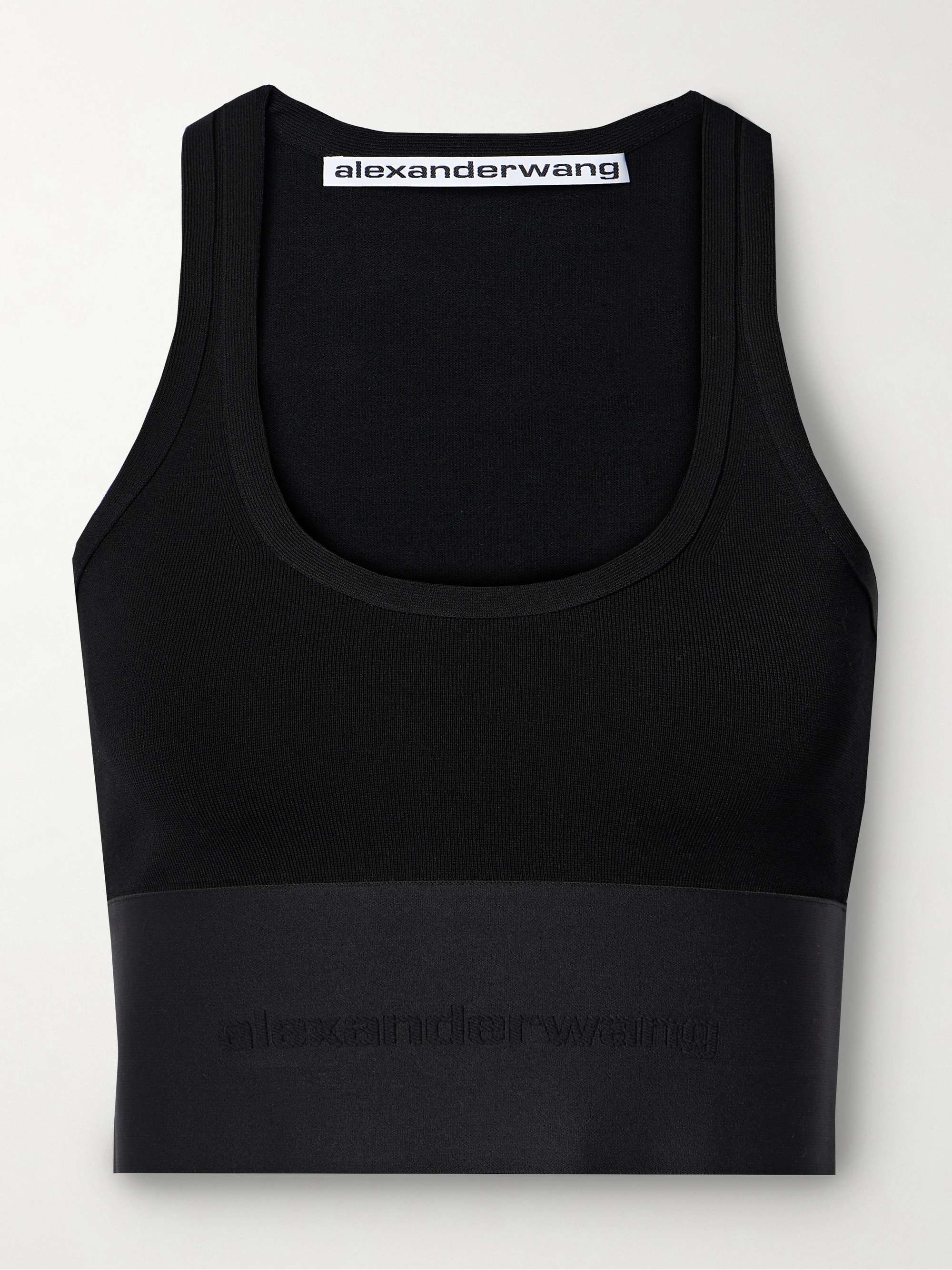 alexanderwang Cropped Racerback Tank in Ribbed Cotton Jersey WHITE