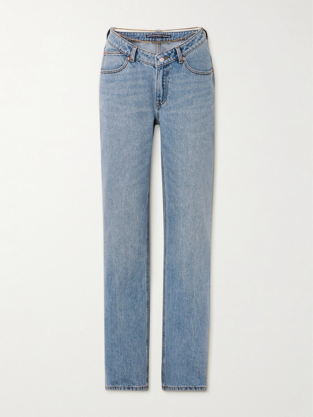 Alexander Wang Nameplate Embellished Mid-rise Straight-leg Jeans - Blue