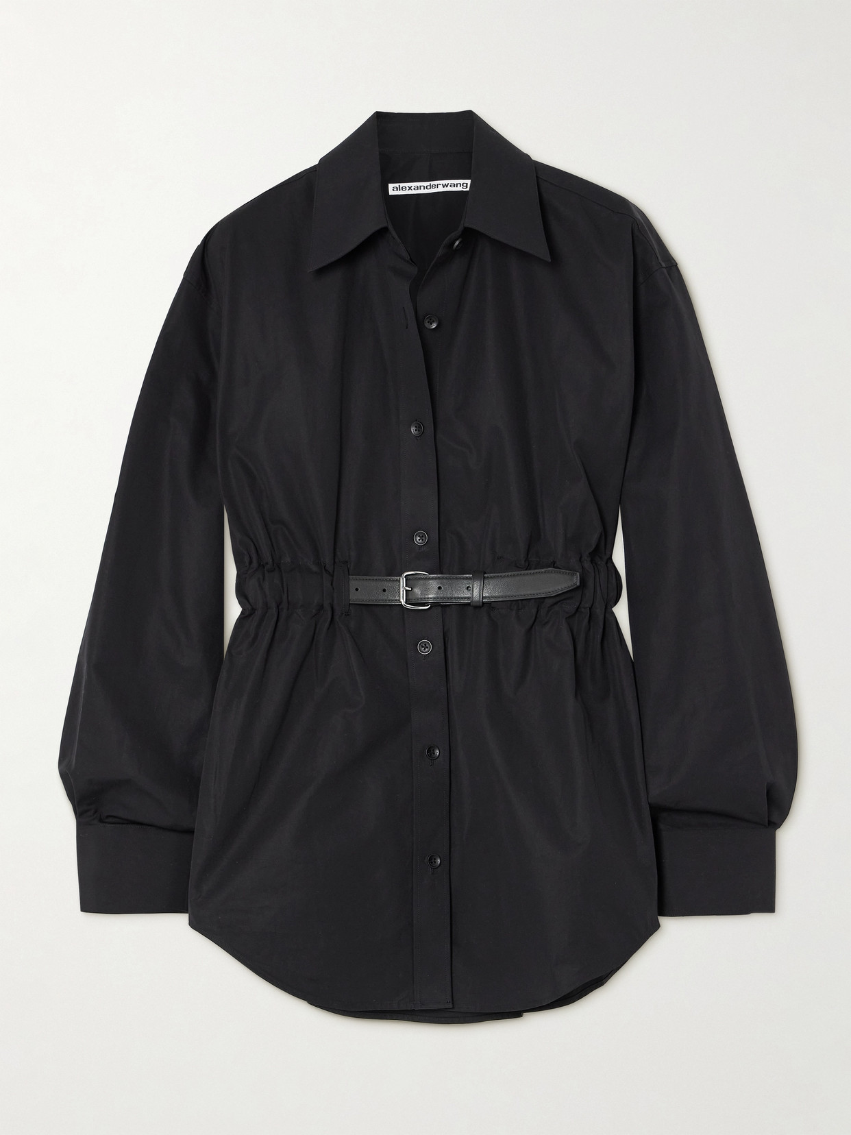 Alexander Wang - Belted Cotton-poplin Shirt - Black