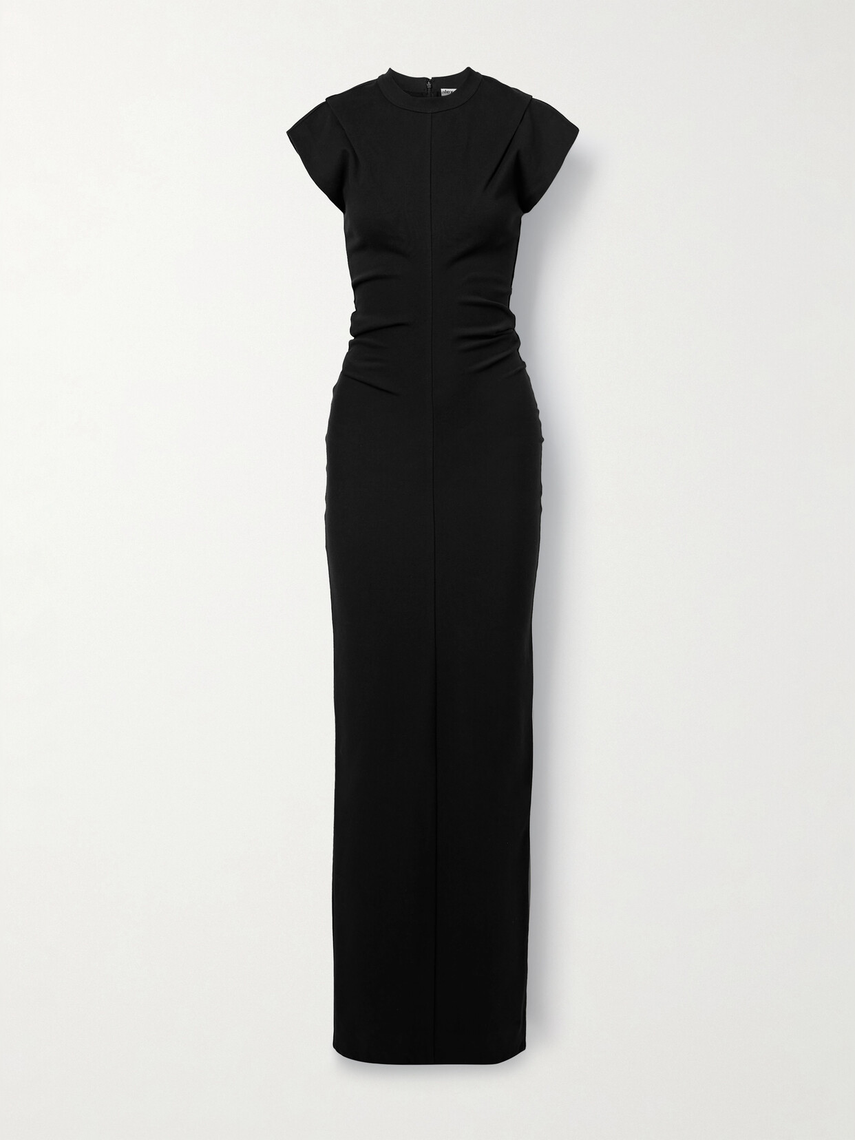 Alexander Wang Crewneck Ribbed Jersey Maxi Dress With Back Slit And Draped Detail In Black