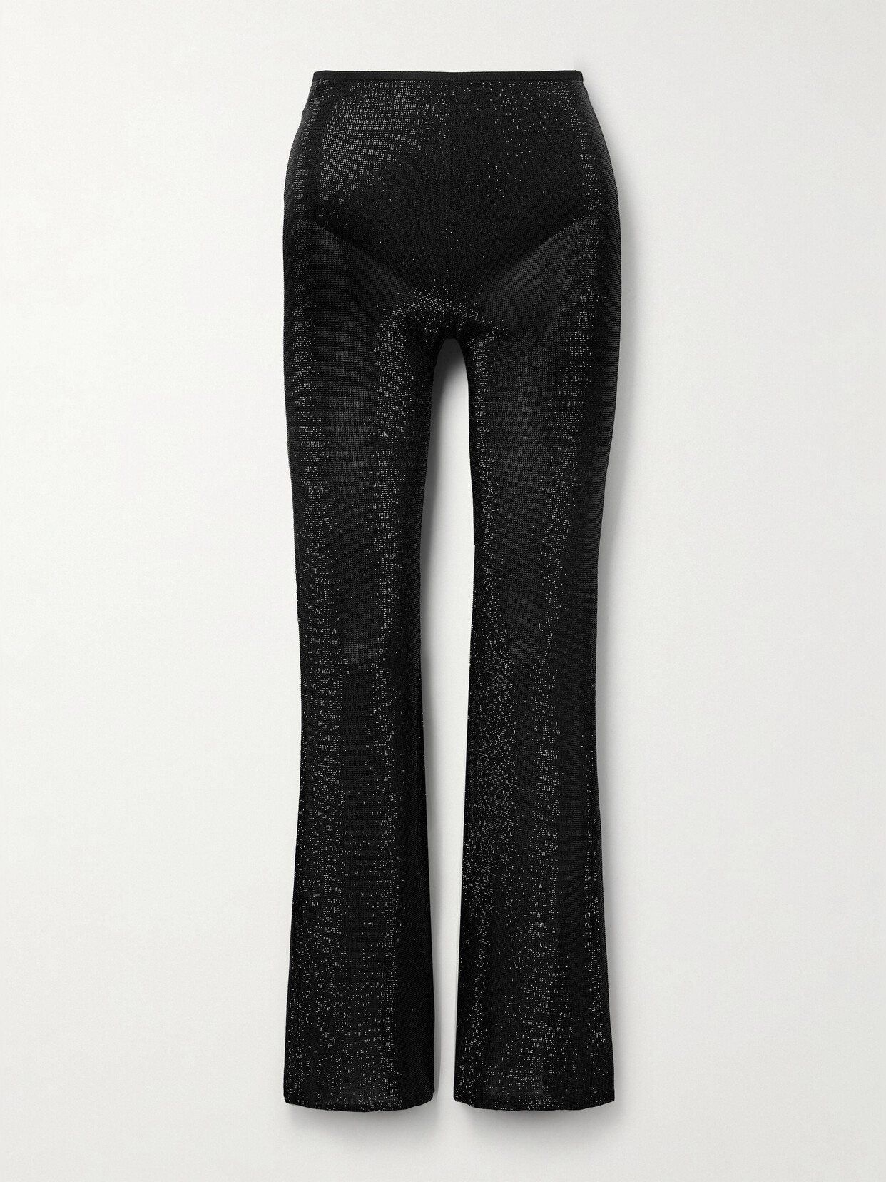 Alexander Wang Crystal-embellished Jersey Flared Pants In Black