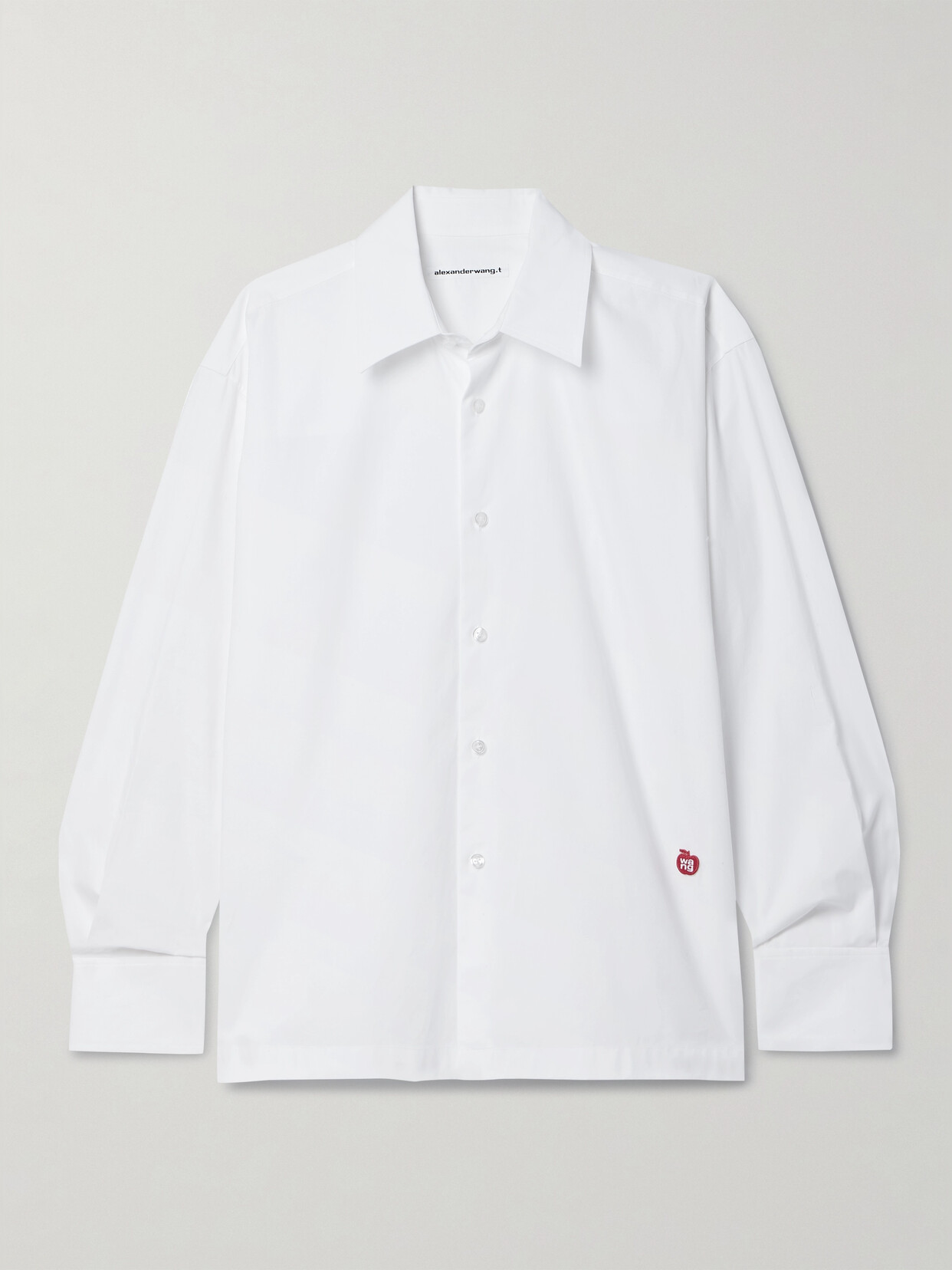 alexanderwang.t Logo-appliquéd Cotton-poplin Shirt - White