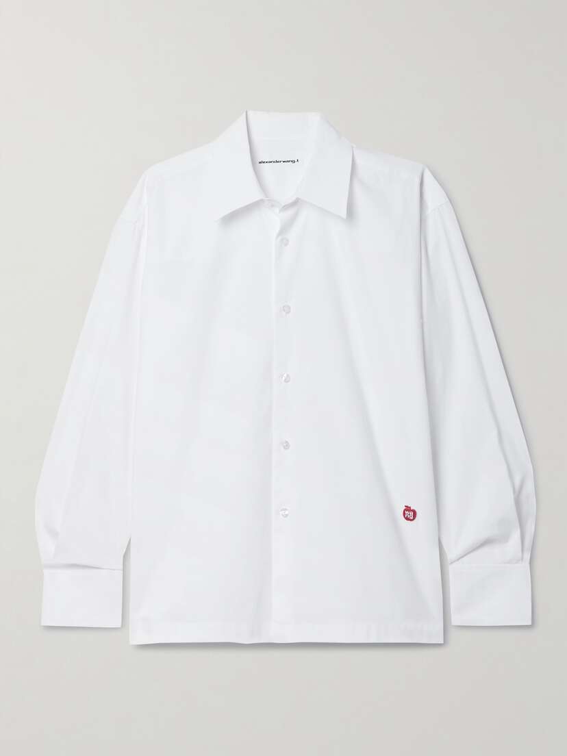 T BY ALEXANDER WANG Logo-appliquéd Cotton-poplin Shirt