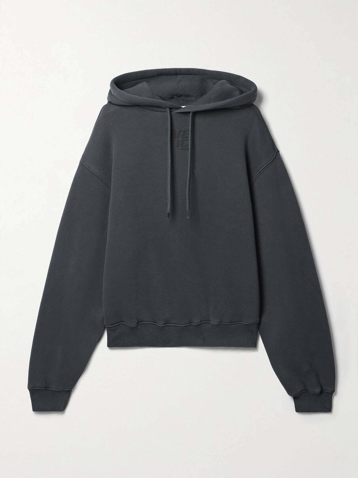 Alexander Wang T Essential Printed Cotton-blend Jersey Hoodie In Gray