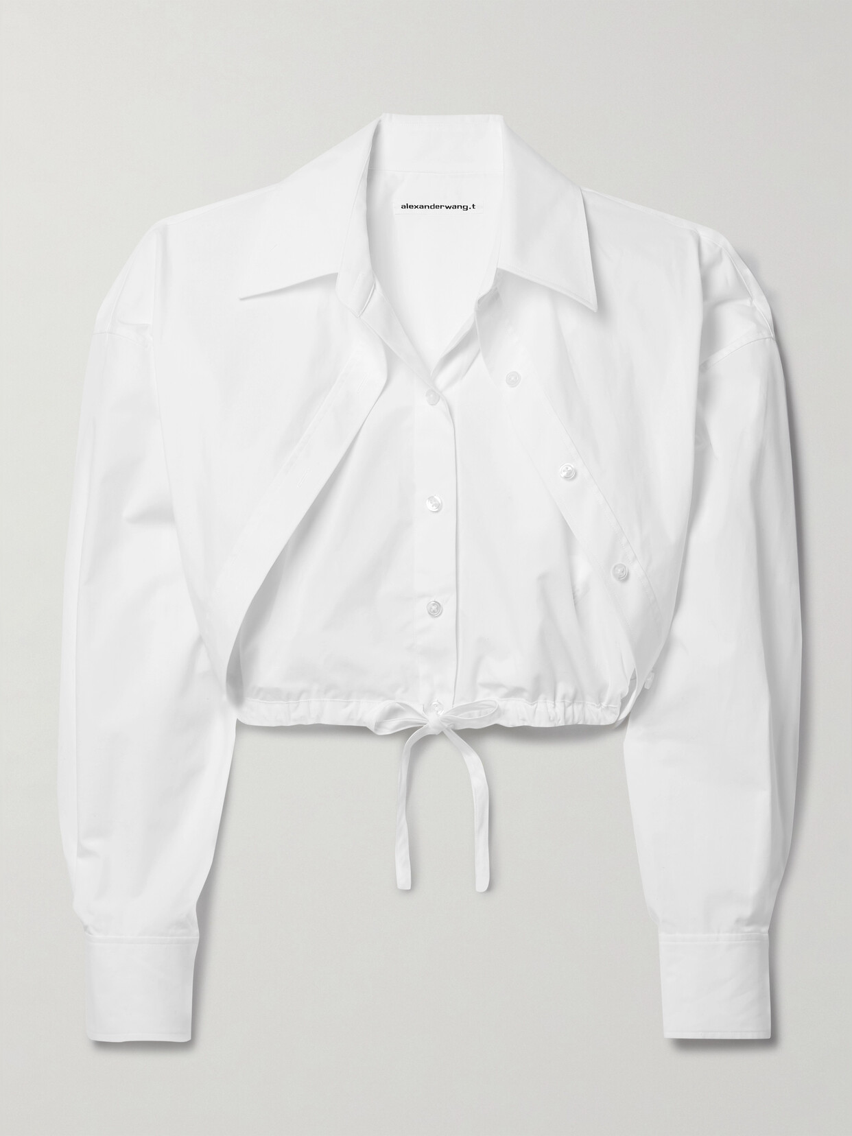 Shop Alexander Wang T Cropped Layered Cotton-poplin Shirt In White