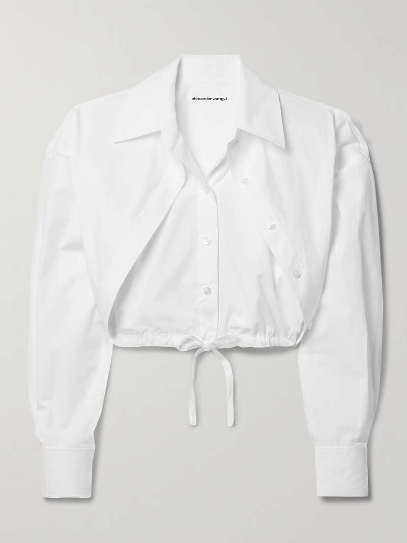 alexanderwang.t Cropped Layered Cotton-poplin Shirt