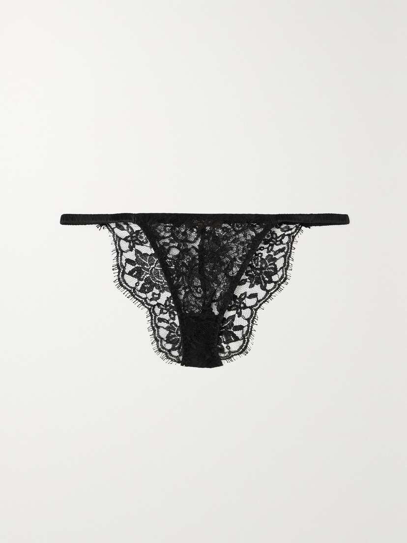 Coco de Mer Hera Brazilian Satin-trimmed Leavers Lace Briefs