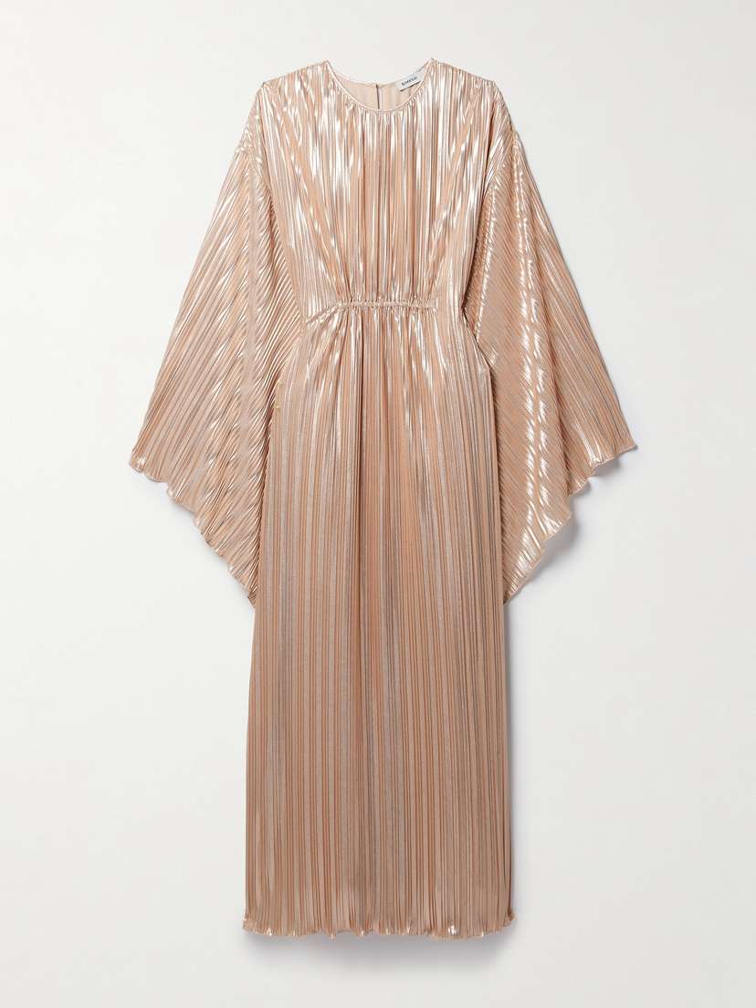 Simkhai Gathered Plissé-lamé Kaftan - x large