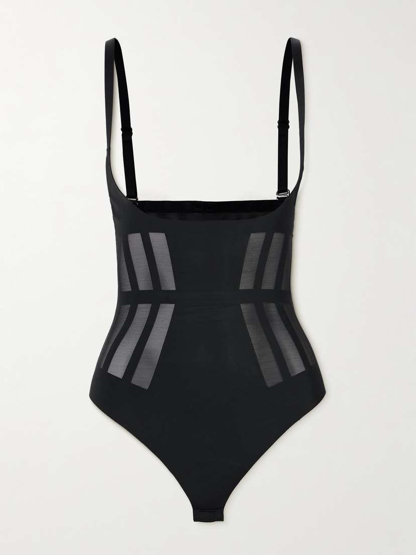 Commando Luxe Control Stretch Mesh-trimmed Tech-jersey Bodysuit