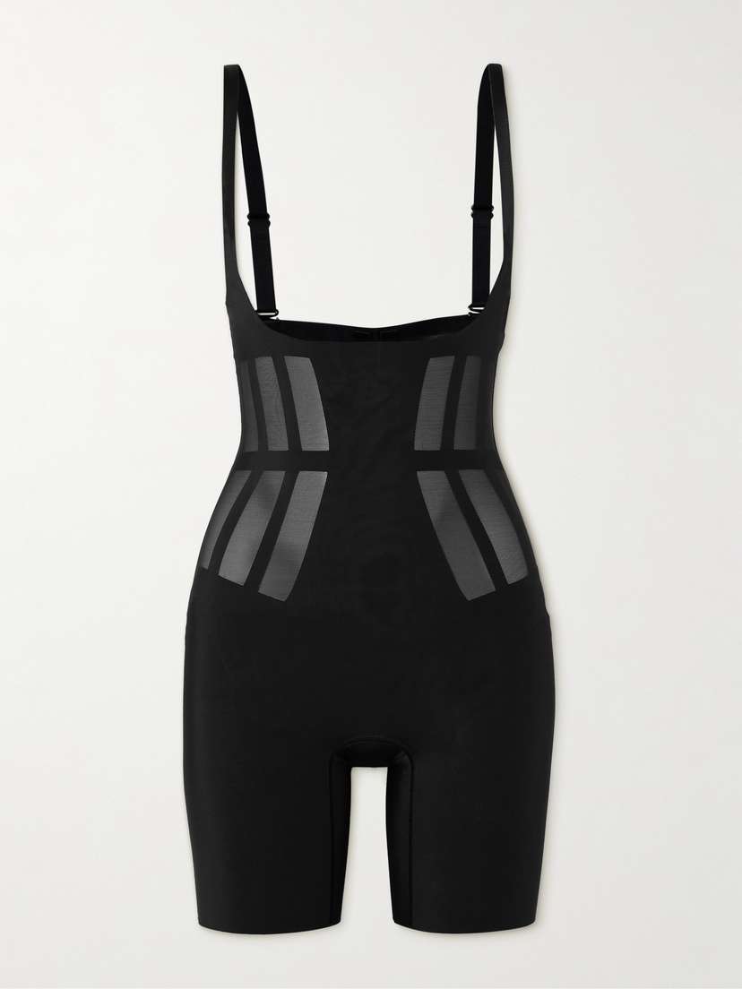 Commando Luxe Control Stretch Mesh-trimmed Tech-jersey Bodysuit