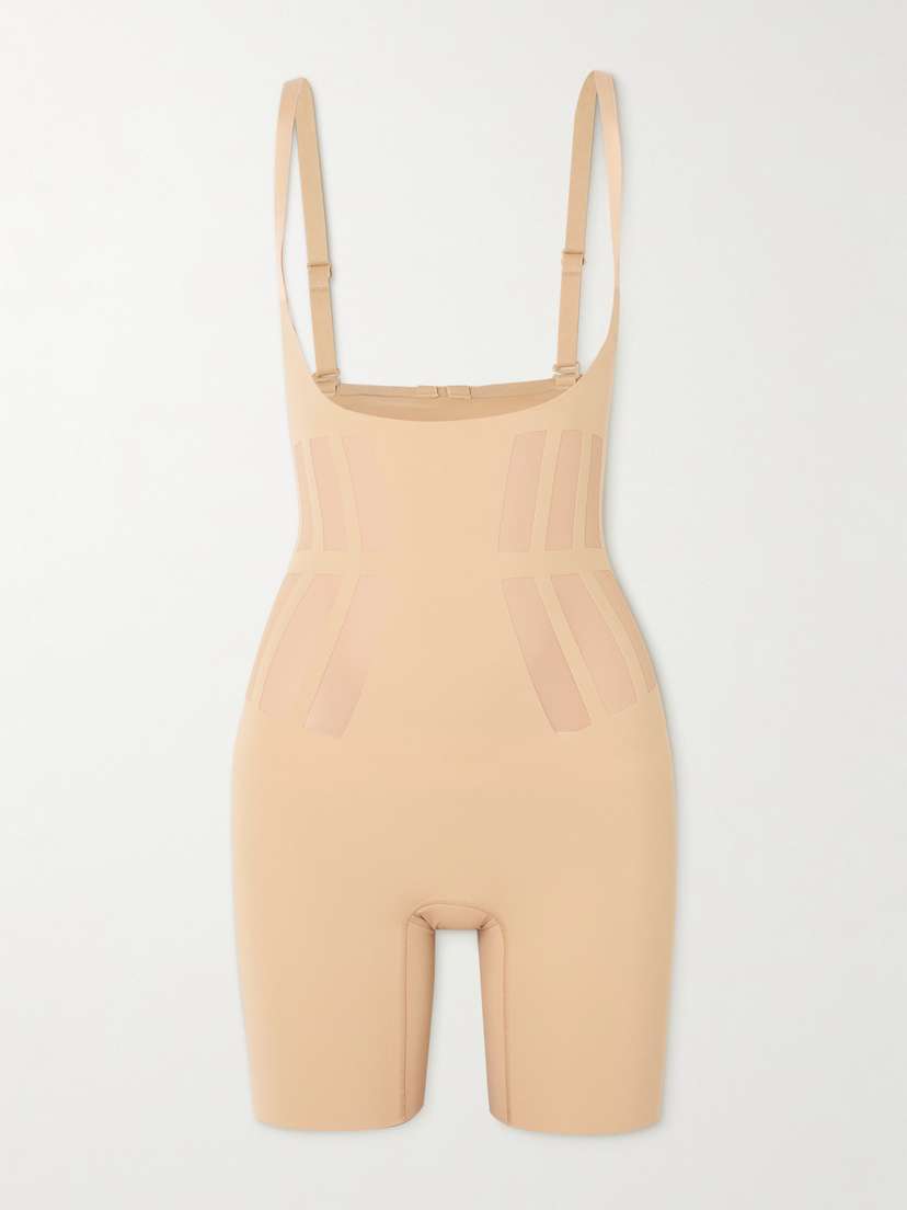 Commando Luxe Control Stretch Mesh-trimmed Tech-jersey Bodysuit - x large