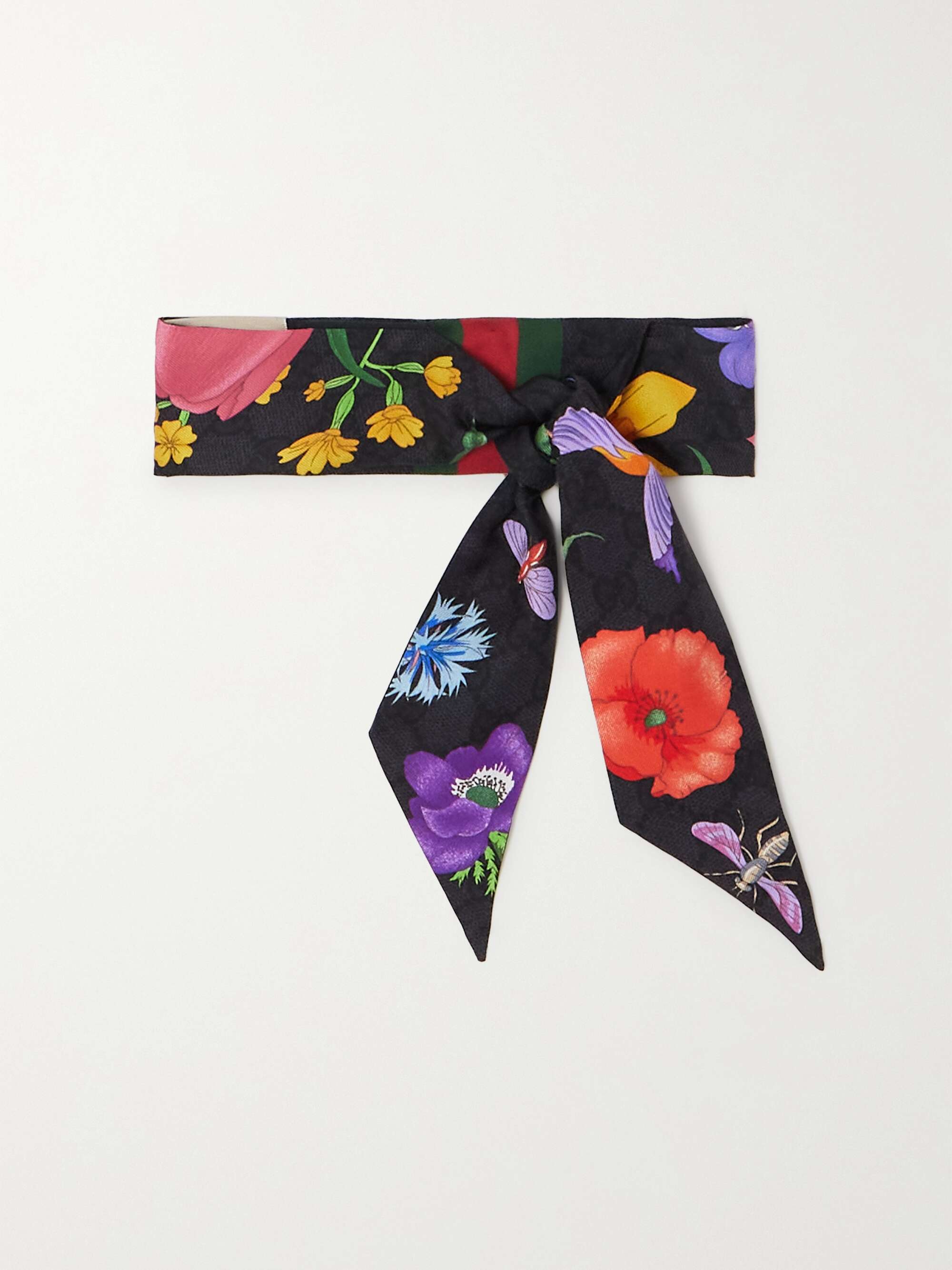 Floral-print silk-twill scarf