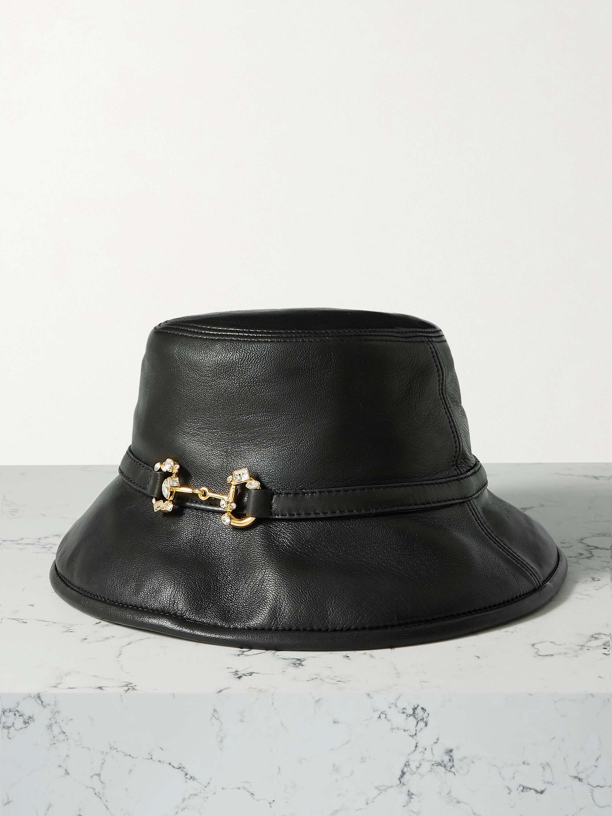GUCCI Horsebitdetailed leather bucket hat NETAPORTER