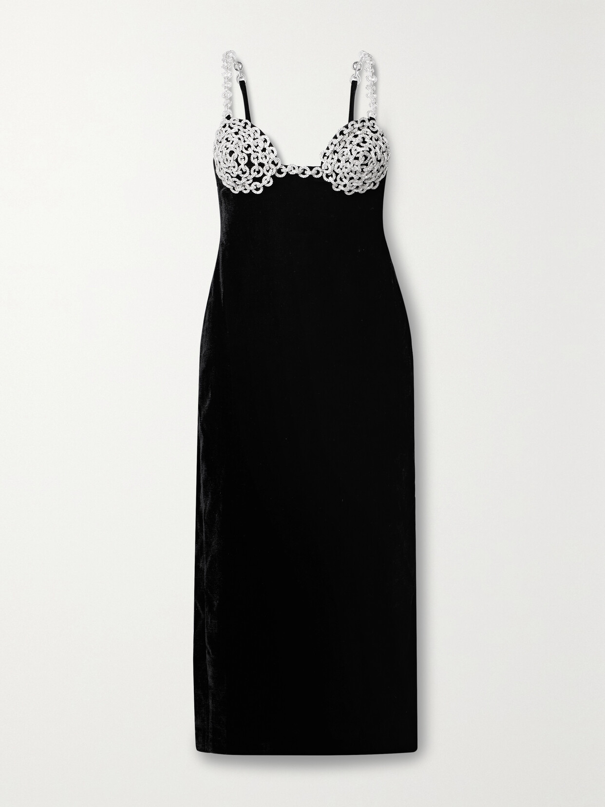 Shop Patbo Crystal-embellished Velvet Midi Dress In Black