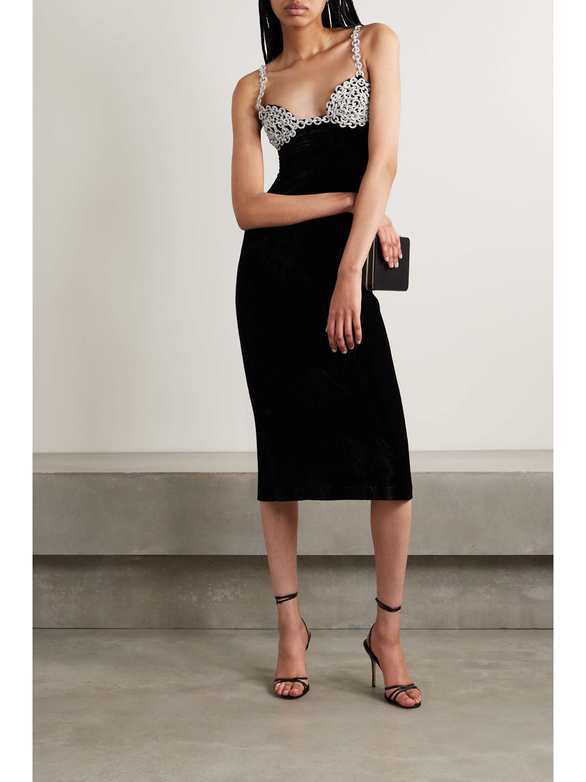 PATBO Crystal-embellished velvet midi dress | NET-A-PORTER