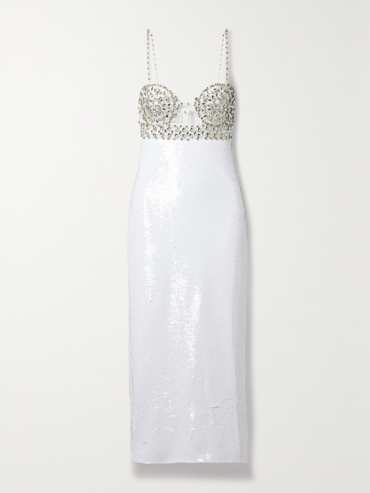 PatBO - Cutout Embellished Crepe And Tulle Midi Dress - White