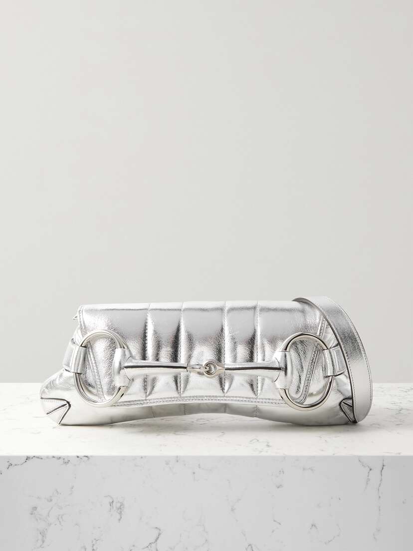 Gucci Horsebit Embellished Metallic Leather Shoulder Bag